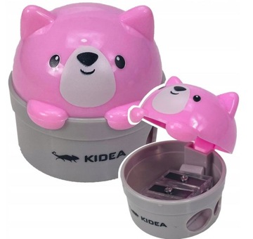 KIDEA TEMPERÓWKA OSTRZAŁKA PODWÓJNA DWIE GRUBOSCI KREDEK ZWIERZAKI 1 sztuka