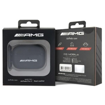 Кожаный большой логотип AMG — чехол для AirPods Pro 2 (черный)
