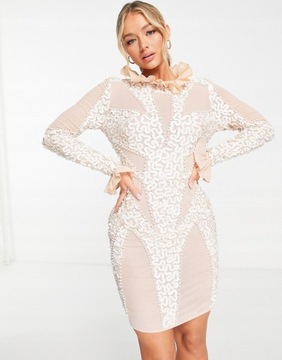 ASO LUXE __MI3 SUKIENKA MINI CEKINY KOŁNIERZYK _XL