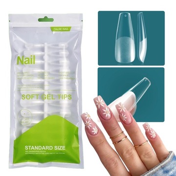 SOFT GEL TIPS Żelowe Tipsy do przedłużania paznokci Ballerina 120szt