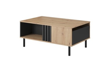 Stolik kawowy Madis dąb artisan z antracyt oraz lamelki