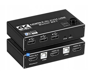 Przełącznik KVM HDMI 2.0 USB Switch 4K/60Hz 3xUSB