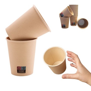 KUBKI Papierowe 250ml KRAFT Kubeczki do kawy do napojów 50szt.