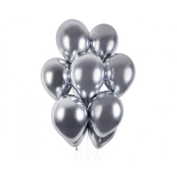 Balony lateksowe Shiny chromowane srebrne 10 szt