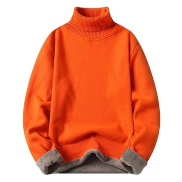 Autumn Winter Fleece Turtleneck Sweater Men Fashio