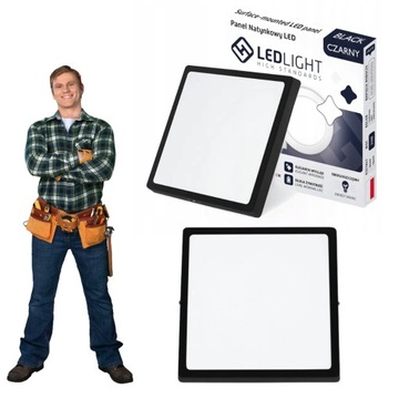 PLAFON LED PANEL NATYNKOWY NIEMRUGAJĄCY CCD NEUTRALNY 24W kwadratowy czarny