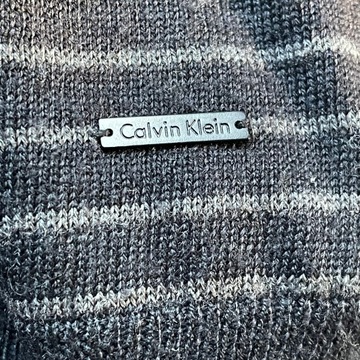 CALVIN KLEIN Sweter Paski Wełna L