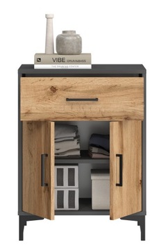 КОМОД 1 ЯЩИК 2 ДВЕРИ АНТРАЦИТ ГРАФИТ ДУБ WOTAN COMO 2D1SZ