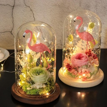 Flower Cake LED Light Dome Cloche Jar Display