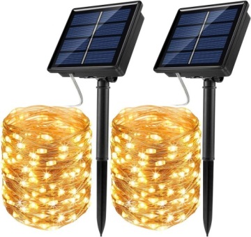 GIRLANDA SOLARNA OGRODOWA DRUCIKI DRUT ŁAŃCUCH ŚWIETLNY 200 LED 30m + PILOT