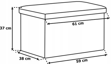 ПУФ, ОТКРЫТАЯ, СКЛАДНАЯ КОРОБКА, КОНТЕЙНЕР С ХРАНЕНИЕМ, СЕРАЯ ПОДНОЖКА, размер XL