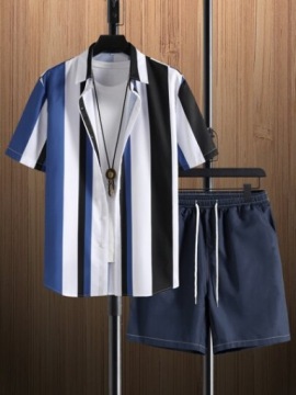 SHEIN KOMPLET MĘSKI KOSZULA&SPODENKI R.S G412093