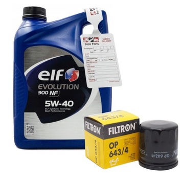 Olej ELF 900 NF 5W40 5L Filtr oleju OP643/4