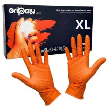 Перчатки НИТРИЛОВЫЕ GRIPZZLY GLOVES БЕЗ ПОРОШКА GRIP OUTLINE размер XL 50 шт.