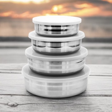 Набор из 4 мисок с крышками, наборы емкостей, миски из нержавеющей стали, 4 шт.