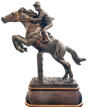 Statuetka KOŃ skoki przez przeszkody odlew 20 cm srebro + opis gratis!