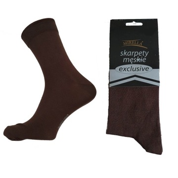 Skarpety męskie garniturowe EXCLUSIVE bawełna eleganckie 38-40 Brąz