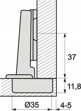 Zawias meblowy nakładany fi35 GTV LUX prowadnik