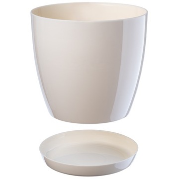 ЦВЕТОЧНЫЙ ВАЗ С ПОДСТАВКОЙ С ПЛАСТИКОВОЙ КРЫШКОЙ ЦВЕТОЧНЫЙ ВАЗ 20см КРЕМ ДЛЯ ЦВЕТОВ KADAX