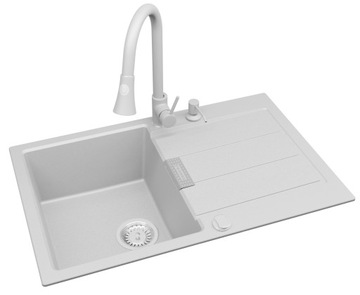 Zlewozmywak FRANKE TECTONITE SIRIUS S2D 611- 78 BIAŁY + bateria + dozownik