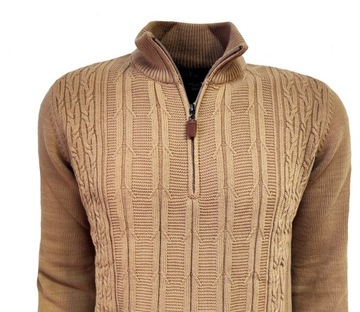 СВИТЕР МУЖСКОЙ, КОРОТКАЯ МОЛНИЯ, ВОРОТНИК-СТОЙКА, CAMEL XXL