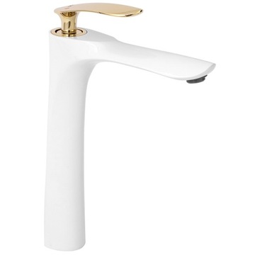 Bateria umywalkowa Rea Biało Złota Orbit Kran 29cm