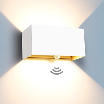 Kingwen Lampa zewnętrzna LED 20 W z czujnikiem ruchu 3000K biala