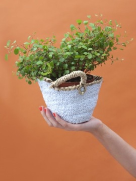 Корзинка-кашпо с мини-пайетками - золото