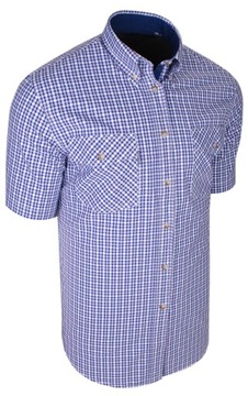 L-Męska koszula z bawełny 100% w kratę z dwoma kieszeniami na patkę #85