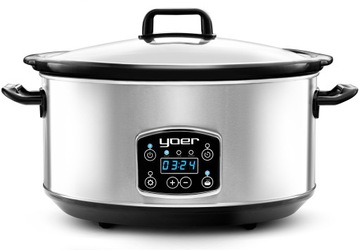 Wolnowar Garnek ceramiczny Slow Cooker Yoer INOX LCD 320W 6,5L +Programator