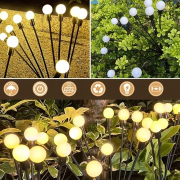 LAMPA SOLARNA WBIJANA KULECZKI 8 LED OGRODOWA WARM WHITE (LED CIEPŁY) 2X