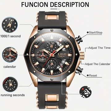 2023 LIGE Новые модные мужские часы Лучший бренд класса люкс Силиконовые часы