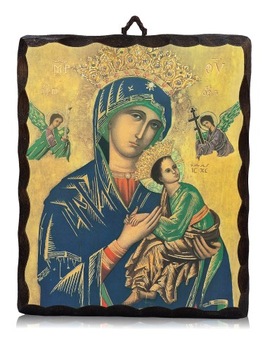 Ikona religijna Matka Boża NIEUSTAJĄCEJ POMOCY na drewnie 22x26cm