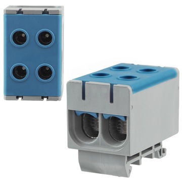 ZŁĄCZKA SZYNOWA PODWÓJNA PRZELOTOWA ZACISK SZYNA NIEBIESKA 4X 2,5-35mm2