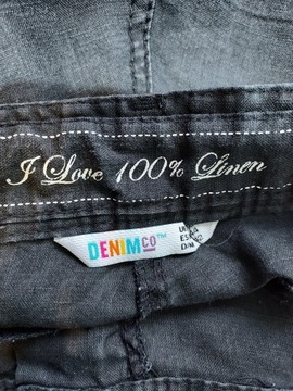 DENIM CO spodnie rybaczki 100% len lino R 44