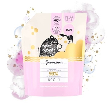 YOPE Żel pod prysznic Geranium REFILL 800 ml
