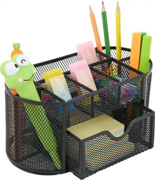 Настольный органайзер для инструментов, большой, металлический, 9 отделений, включая выдвижной ящик.