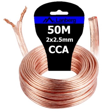 KABEL PRZEWÓD GŁOŚNIKOWY DWUŻYŁOWY CAR AUDIO HQ CCA 2x2,5MM 50M