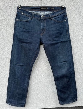 Massimo Dutti 40 stylowe granatowe spodnie jeansowe