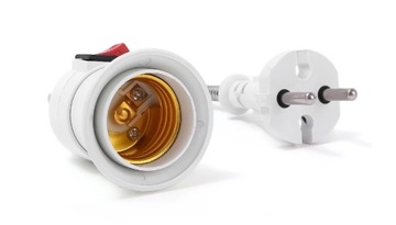 ADAPTER PRZEJŚCIÓWKA WTYCZKA DO ŻARÓWKI E27 Z PAŁĄKIEM GNIAZDKA 230 220 EU