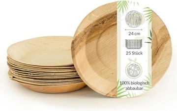 TALERZ MISECZKA ECO NATURALNA DREWNIANA Z LIŚCI PALMOWYCH 25SZT. 18CM