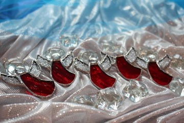 Витражные ангелы, НАБОР из 5 шт., красный, рифленый