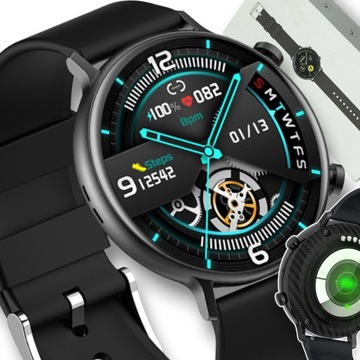 Zegarek Męski Smartwatch Z ROZMOWAMI POLSKIE MENU ELEGANCKI PULS SMS KROKI