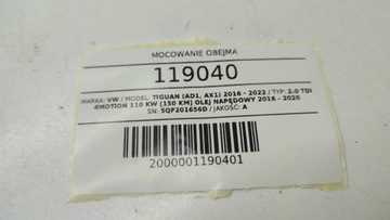 DRŽÁKY OBJÍMKA BAKU NÁDRŽE PALIVA 5QF201656D VW TIGUAN II TDI 4MOTION