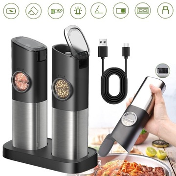 2SZT ELEKTRYCZNY MŁYNEK DO SOLI I PIEPRZU Z B