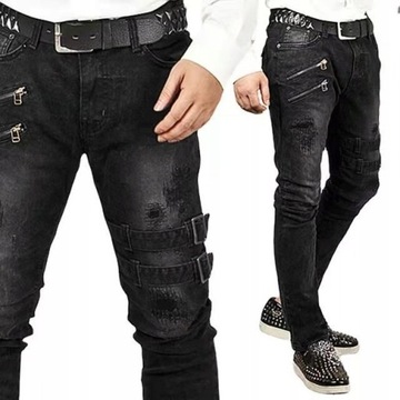 Spodnie Jeans Męskie Rozciągliwe Klasyczne ZWĘŻANE