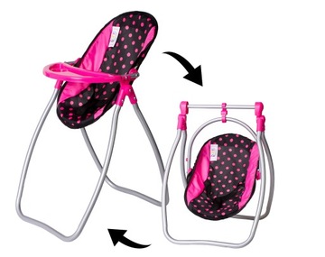 СТУЛЬЧИК ДЛЯ КОРМЛЕНИЯ ДЛЯ КУКОЛ, КАЧЕШКИ, ПЕРЕНЕСКА 3в1 ДОРИС