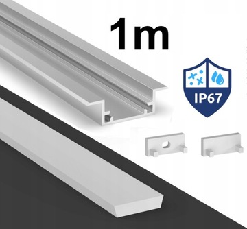 PROFIL LED DO ŁAZIENKI HERMETYCZNY WODOODPORNY P11-2 SREBRNY ZESTAW 1M