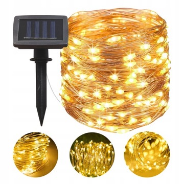 GIRLANDA SOLARNA 12m OGRODOWA DRUCIKI ŁAŃCUCH 100 LED