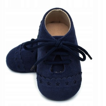 Buty buciki niechodki niemowlęce granatowe do Chrztu CHRZEST 0-6 10,5 16 17